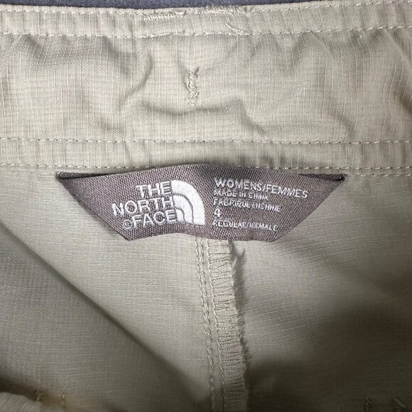 The North Face Womens 4 Khaki Lightweight Outdoor Hiking Roll Up Shorts Pockets - Picture 6 of 16